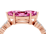 Rose gold Marquise Cut Pink Sapphire Scattered Round Accent Ring with Prong Setting_16