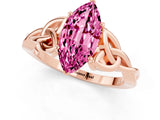 Rose gold Marquise Cut Pink Sapphire Solitaire Celtic Knot Ring with Four-Prong Setting_25