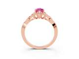 Rose gold Marquise Cut Pink Sapphire Solitaire Celtic Knot Ring with Four-Prong Setting_27