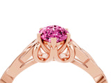 Rose gold Marquise Cut Pink Sapphire Solitaire Celtic Knot Ring with Four-Prong Setting_28