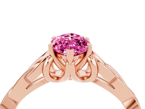 Rose gold Marquise Cut Pink Sapphire Solitaire Celtic Knot Ring with Four-Prong Setting_28