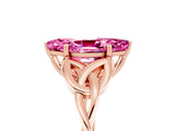 Rose gold Marquise Cut Pink Sapphire Solitaire Celtic Knot Ring with Four-Prong Setting_29