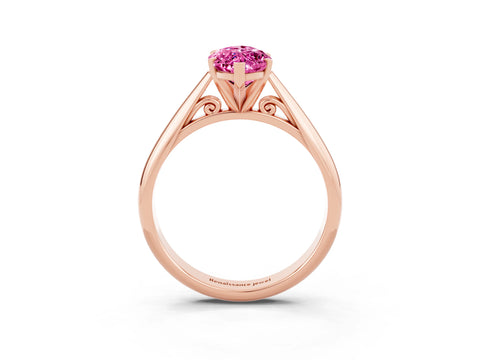 Rose gold Marquise Cut Pink Sapphire Solitaire Engagement Ring with Cathedral Setting and Four-Prong Mount_15