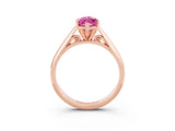 Rose gold Marquise Cut Pink Sapphire Solitaire Engagement Ring with Cathedral Setting and Four-Prong Mount_27