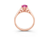 Rose gold Marquise Cut Pink Sapphire Solitaire Engagement Ring with Cathedral Setting and Four-Prong Mount_33