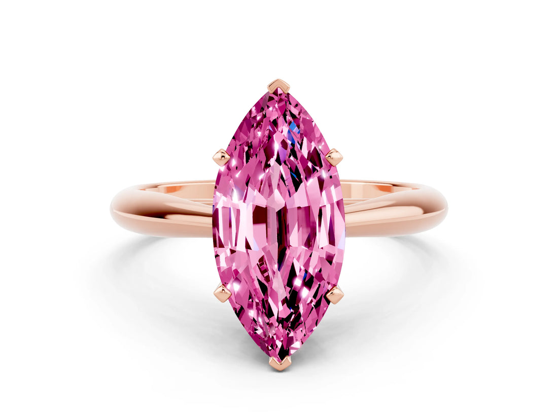 Rose gold Marquise Cut Pink Sapphire Solitaire Engagement Ring with Cathedral Setting and Four-Prong Mount_66
