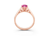 Rose gold Marquise Cut Pink Sapphire Solitaire Engagement Ring with Cathedral Setting and Four-Prong Mount_69