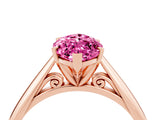 Rose gold Marquise Cut Pink Sapphire Solitaire Engagement Ring with Cathedral Setting and Four-Prong Mount_70