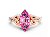 Rose gold Marquise Cut Pink Sapphire Solitaire Engagement Ring with Celtic Knot Band and Four-Prong Setting_24