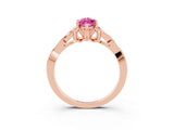 Rose gold Marquise Cut Pink Sapphire Solitaire Engagement Ring with Celtic Knot Band and Four-Prong Setting_27