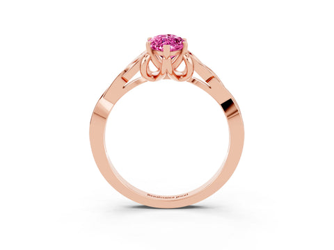 Rose gold Marquise Cut Pink Sapphire Solitaire Engagement Ring with Celtic Knot Band and Four-Prong Setting_27