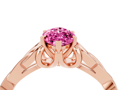 Rose gold Marquise Cut Pink Sapphire Solitaire Engagement Ring with Celtic Knot Band and Four-Prong Setting_28