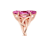 Rose gold Marquise Cut Pink Sapphire Solitaire Engagement Ring with Celtic Knot Band and Four-Prong Setting_29