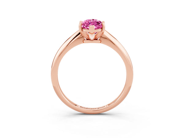 Rose gold Marquise Cut Pink Sapphire Solitaire Engagement Ring with Classic Band and Four-Prong Setting