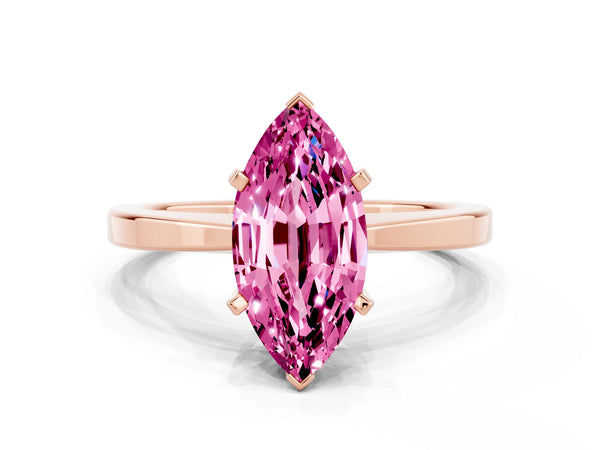 Rose gold Marquise Cut Pink Sapphire Solitaire Engagement Ring with Classic Band and Four-Prong Setting