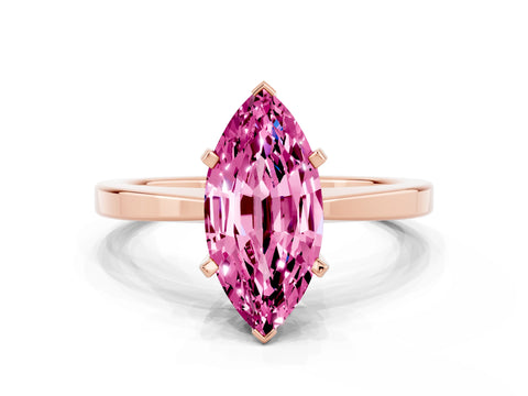Rose gold Marquise Cut Pink Sapphire Solitaire Engagement Ring with Classic Band and Four-Prong Setting_60