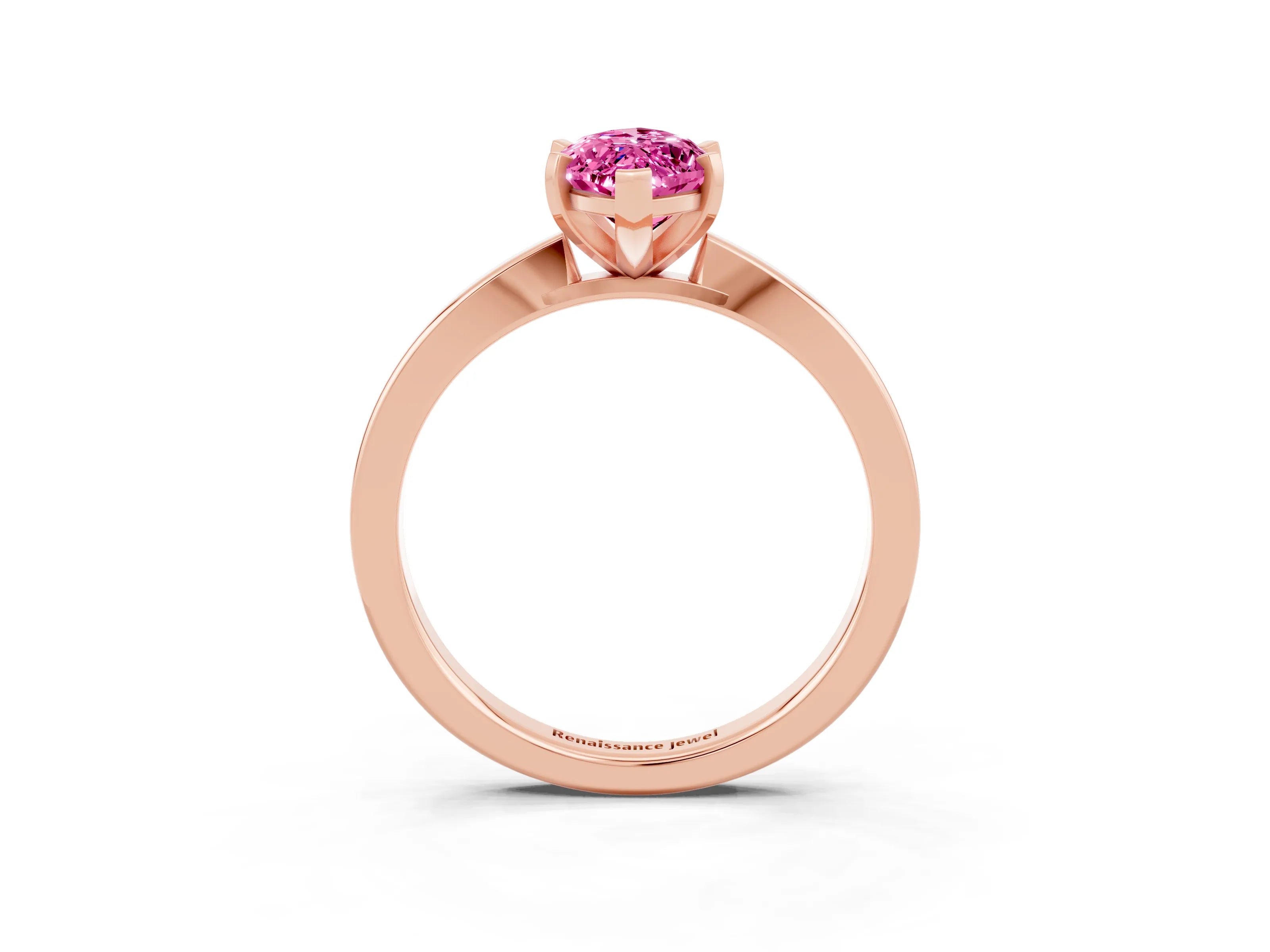 Rose gold Marquise Cut Pink Sapphire Solitaire Engagement Ring with Classic Band and Four-Prong Setting_63