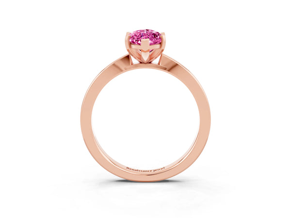 Rose gold Marquise Cut Pink Sapphire Solitaire Engagement Ring with Classic Band and Four-Prong Setting