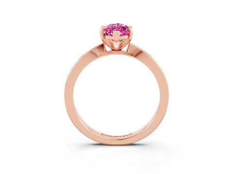 Rose gold Marquise Cut Pink Sapphire Solitaire Engagement Ring with Classic Band and Four-Prong Setting_63