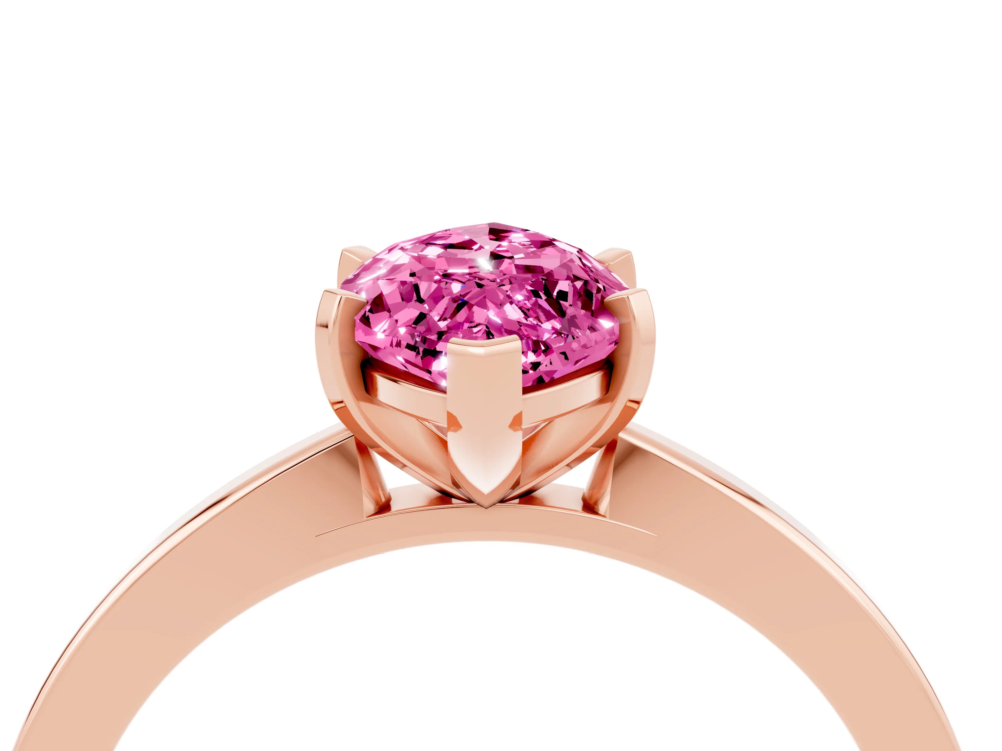 Rose gold Marquise Cut Pink Sapphire Solitaire Engagement Ring with Classic Band and Four-Prong Setting_64