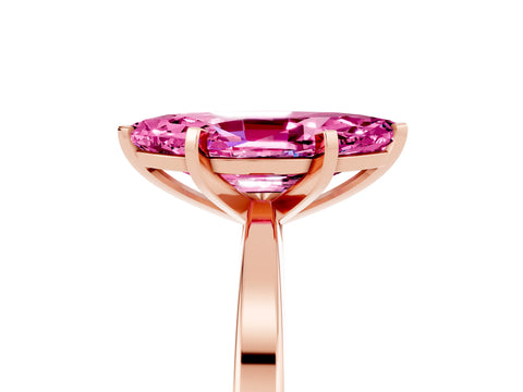 Rose gold Marquise Cut Pink Sapphire Solitaire Engagement Ring with Classic Band and Four-Prong Setting_65