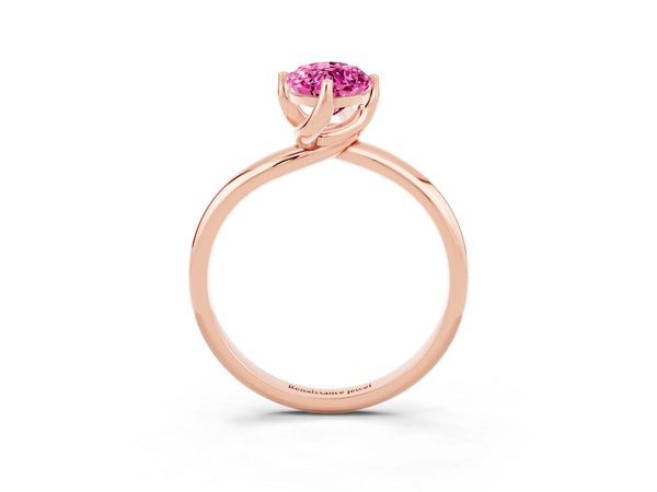 Rose gold Marquise Cut Pink Sapphire Solitaire Engagement Ring with Four-Prong Setting and Classic Band