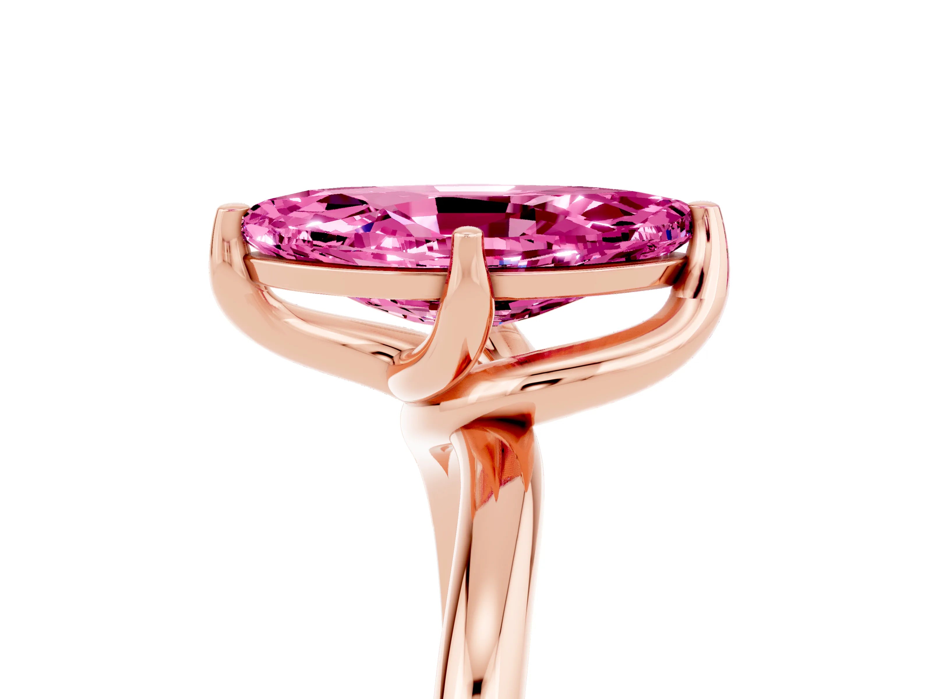 Rose gold Marquise Cut Pink Sapphire Solitaire Engagement Ring with Four-Prong Setting and Classic Band_17