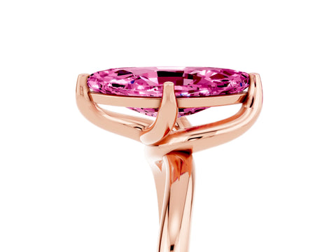 Rose gold Marquise Cut Pink Sapphire Solitaire Engagement Ring with Four-Prong Setting and Classic Band_17