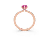 Rose gold Marquise Cut Pink Sapphire Solitaire Engagement Ring with Pavé Band and Four-Prong Setting_27
