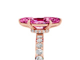 Rose gold Marquise Cut Pink Sapphire Solitaire Engagement Ring with Pavé Band and Four-Prong Setting_29