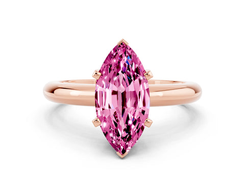 Rose gold Marquise Cut Pink Sapphire Solitaire Engagement Ring with Round Band and Four-Prong Setting_24