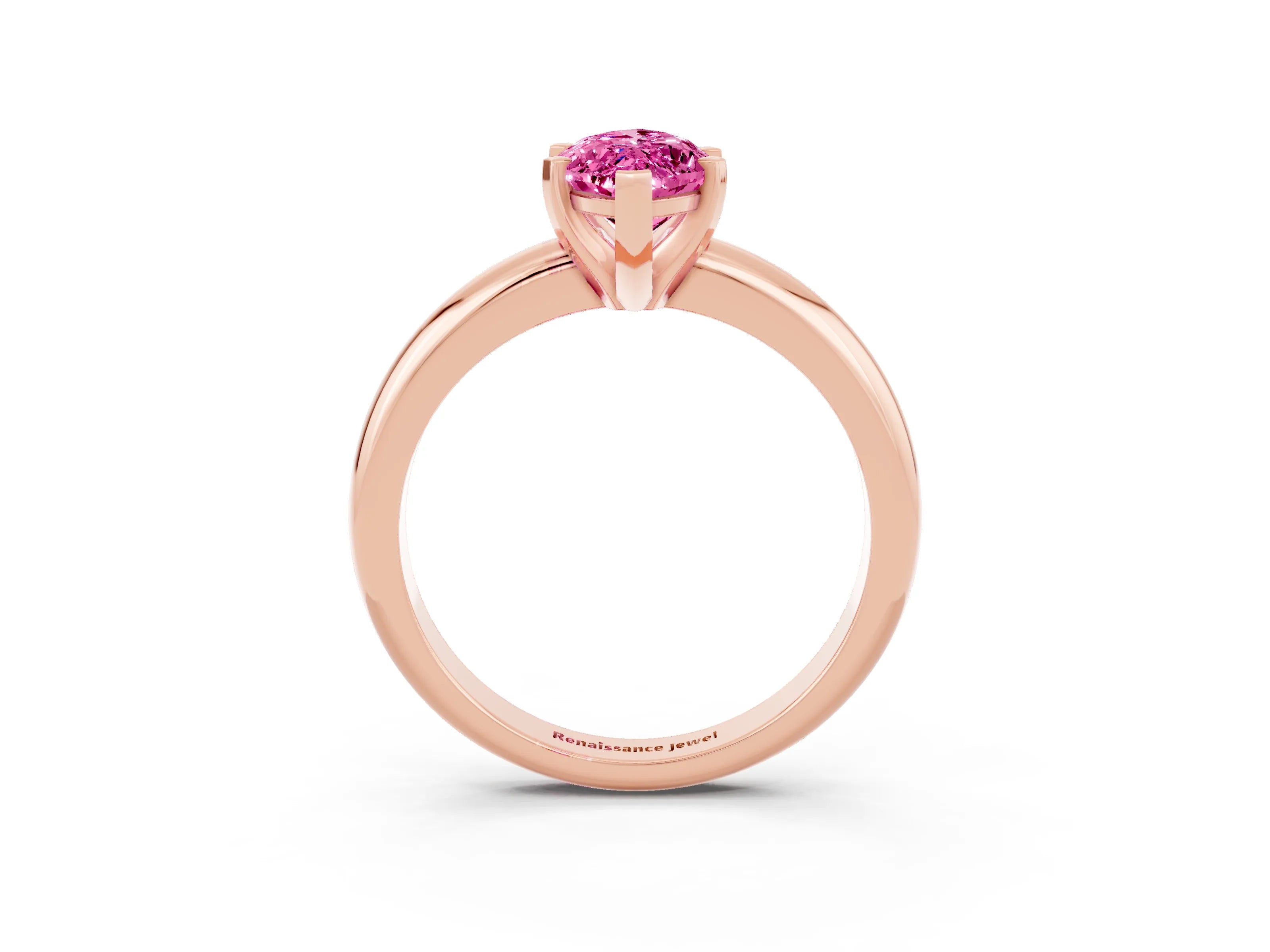 Rose gold Marquise Cut Pink Sapphire Solitaire Engagement Ring with Round Band and Four-Prong Setting_27