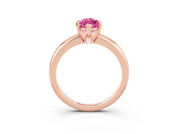 Rose gold Marquise Cut Pink Sapphire Solitaire Engagement Ring with Round Band and Four-Prong Setting