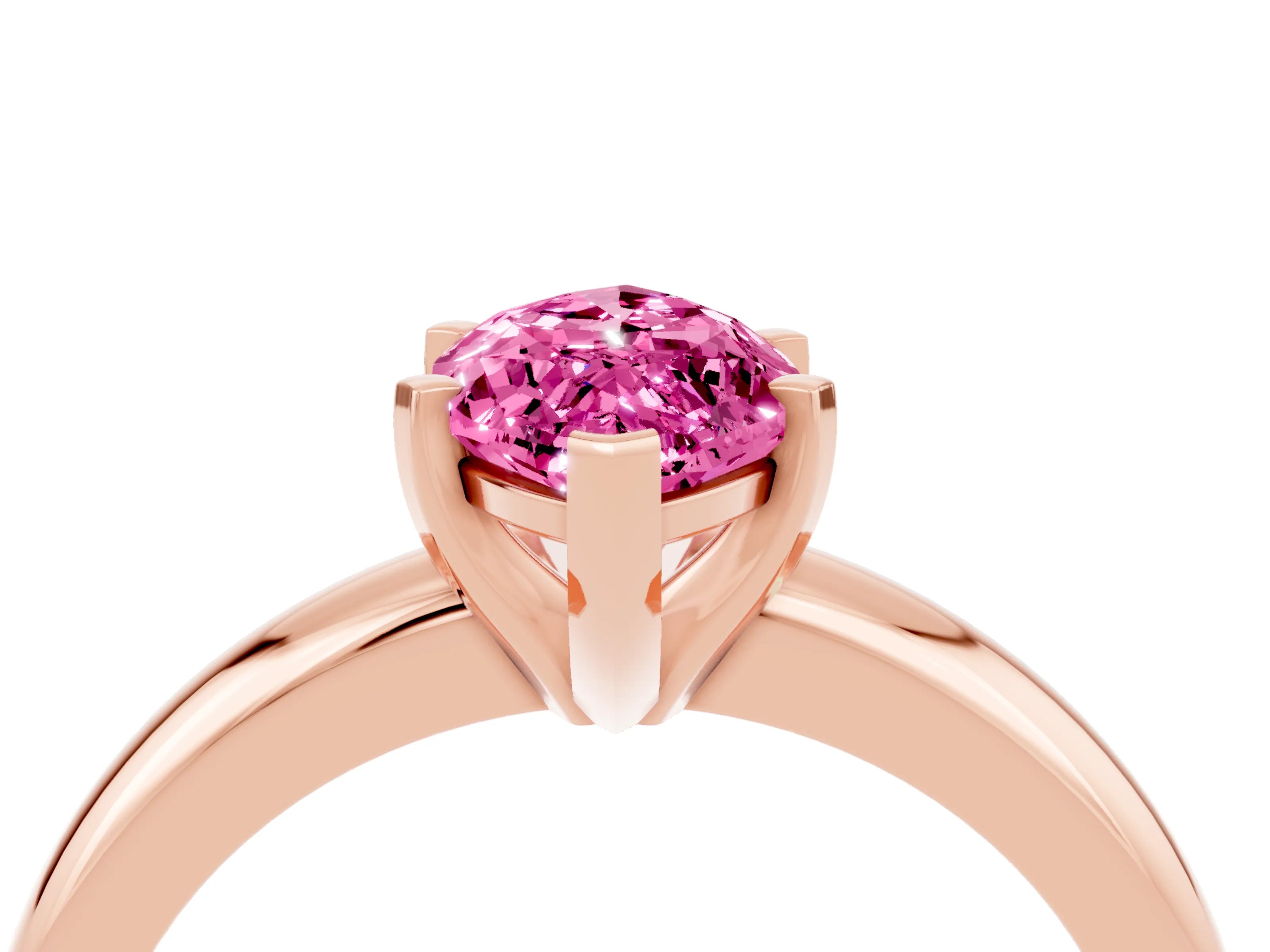 Rose gold Marquise Cut Pink Sapphire Solitaire Engagement Ring with Round Band and Four-Prong Setting_28