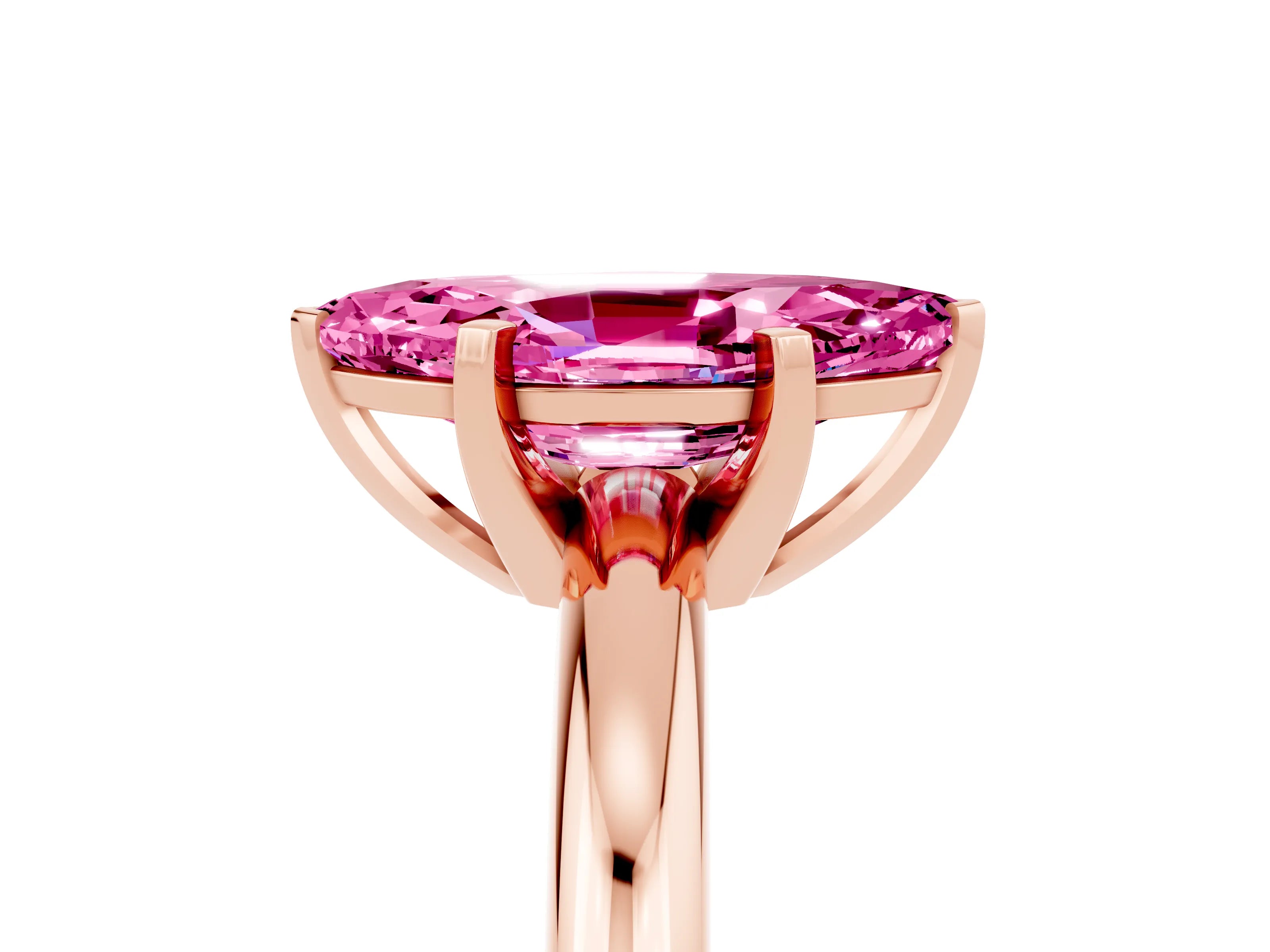Rose gold Marquise Cut Pink Sapphire Solitaire Engagement Ring with Round Band and Four-Prong Setting_29