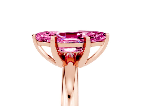 Rose gold Marquise Cut Pink Sapphire Solitaire Engagement Ring with Round Band and Four-Prong Setting_29