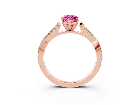 Rose gold Marquise Cut Pink Sapphire Solitaire Engagement Ring with Twisted Pavé Band and Four-Prong Setting_15