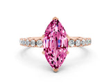 Rose gold Marquise Cut Pink Sapphire Solitaire Pavé Band with Four-Prong Setting_24