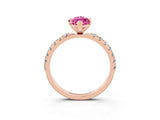Rose gold Marquise Cut Pink Sapphire Solitaire Pavé Band with Four-Prong Setting_27
