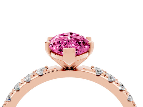 Rose gold Marquise Cut Pink Sapphire Solitaire Pavé Band with Four-Prong Setting_28