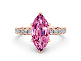 Rose gold Marquise Cut Pink Sapphire Solitaire Pavé Engagement Ring with Round Band and Prong Setting_36