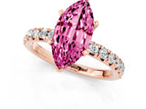 Rose gold Marquise Cut Pink Sapphire Solitaire Pavé Engagement Ring with Round Band and Prong Setting_37