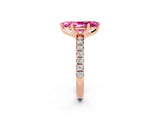 Rose gold Marquise Cut Pink Sapphire Solitaire Pavé Engagement Ring with Round Band and Prong Setting_38