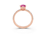 Rose gold Marquise Cut Pink Sapphire Solitaire Pavé Engagement Ring with Round Band and Prong Setting_39
