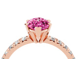 Rose gold Marquise Cut Pink Sapphire Solitaire Pavé Engagement Ring with Round Band and Prong Setting_40