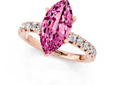 Rose gold Marquise Cut Pink Sapphire Solitaire Pavé Engagement Ring with Round Band and Prong Setting_68