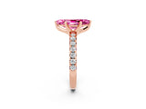 Rose gold Marquise Cut Pink Sapphire Solitaire Pavé Engagement Ring with Round Band and Prong Setting_69