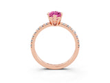 Rose gold Marquise Cut Pink Sapphire Solitaire Pavé Engagement Ring with Round Band and Prong Setting_70