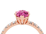 Rose gold Marquise Cut Pink Sapphire Solitaire Pavé Engagement Ring with Round Band and Prong Setting_71