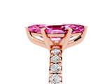 Rose gold Marquise Cut Pink Sapphire Solitaire Pavé Engagement Ring with Round Band and Prong Setting_72